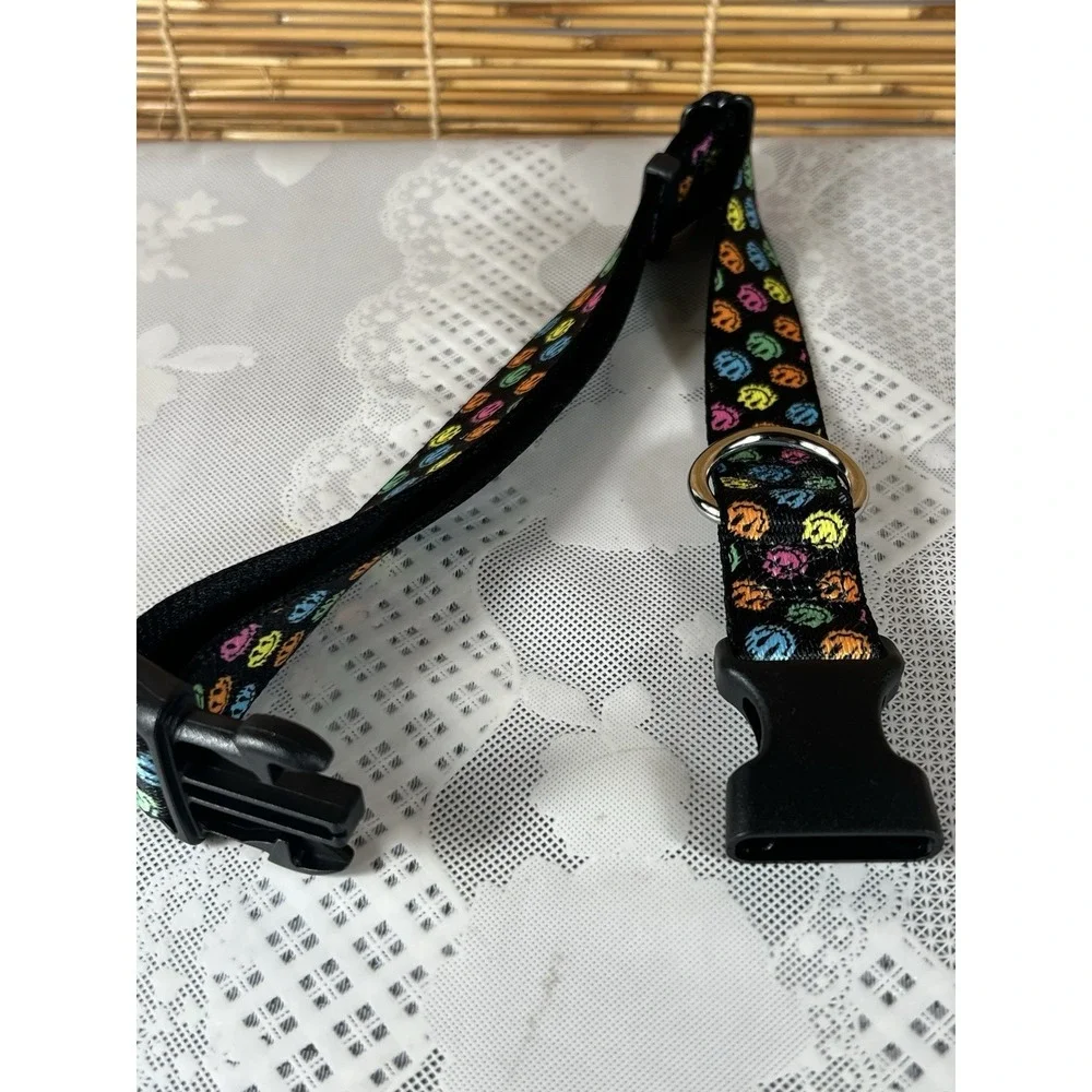 Buckle-down Dog Collar Smiley Faces Melted Mini Repeat Angle Black 15-26